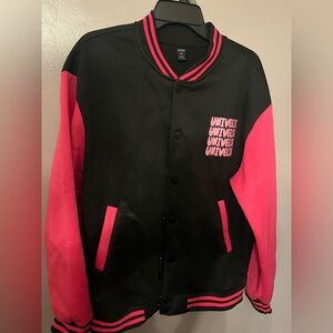 Romme Black and Pink Varsity Jacket Like New Size L